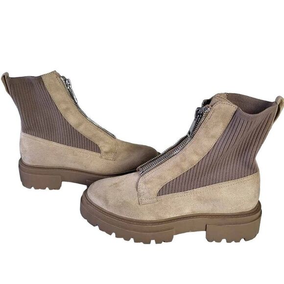 Steven by Steve Madden Aliyah Font Zip Tan Combat Boots Size 8.5 - Picture 10 of 12